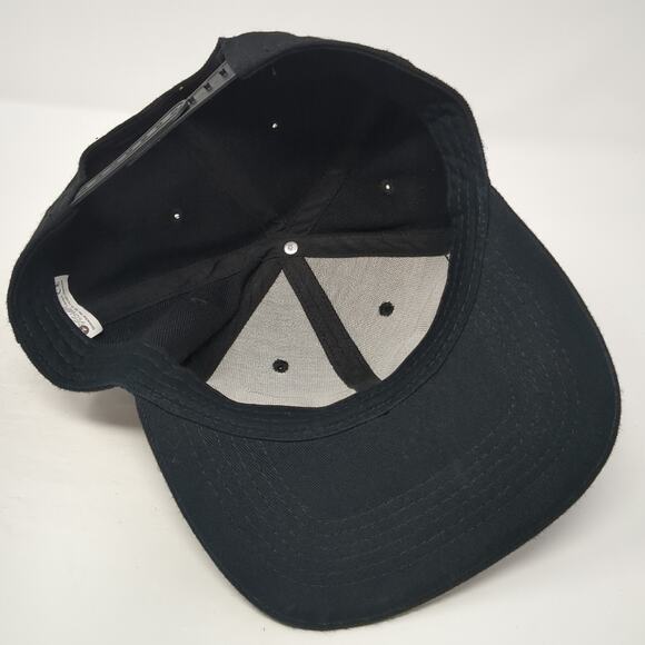 Flex Snapback Cap Black One Size Adjustable Embroidered Vented Holes 6 Panel - Picture 7 of 9